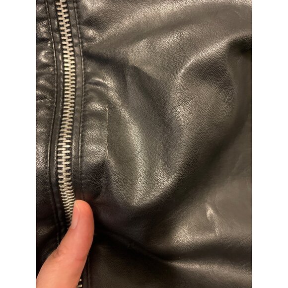 Mens Black Faux Leather Moto Jacket Zipper Pockets By Forever 21 Size Medium - Picture 5 of 11